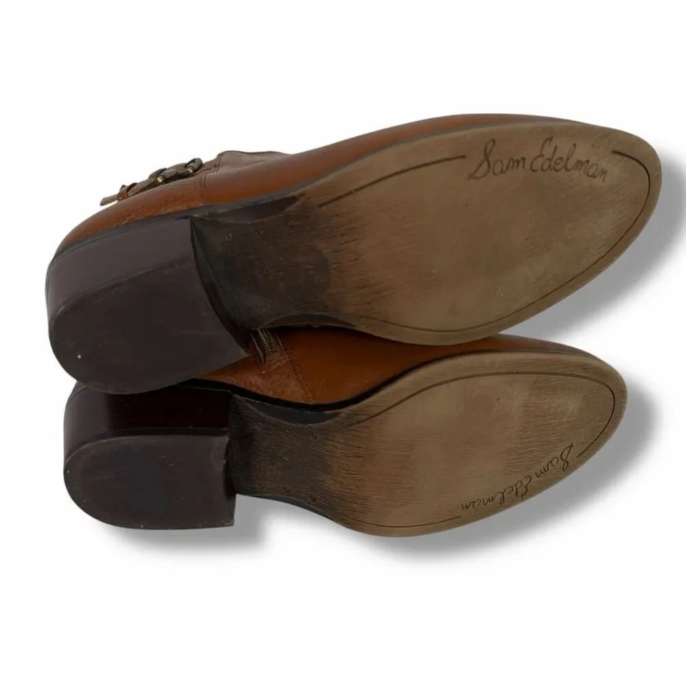 Sam Edelman Women’s Petal Pebbled Leather Bootie Cognac 8.5